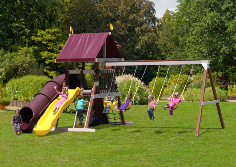 PlayMor Backyard Rush Swing Set With Kids